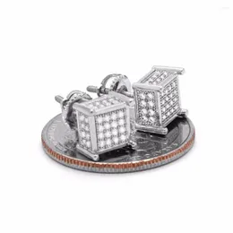 Orecchini a lobo Promozione Uomo Sier Iced Out Tc Cube Box Micro Pave 925 Sterling Vite sul retro 4 Line Drop Delivery Dhn5L