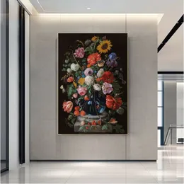 モダンな大きさの赤いローズポスターウォールアートキャンバス絵画美しい花の写真HDプリントリビングルームの寝室装飾211y