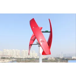 Wind Generators 600W 12V Spiral Turbine Generator Red/White Vawt Vertical Axis Residential Energy With Economical Pwm Charger Controll Otbni