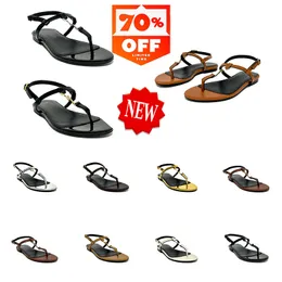 Designer Cassandra Sandaler Flat Flip Flops Womens Double Thong Patent Leather Sandals Summer Fashion Luxury Classic Flat Sandals T-strap Sandaler Storlek 35-42