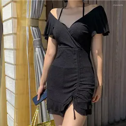 Damskie stroje kąpielowe w stylu Korea Kobiet Swimsuit Lady Monokini Ruffle Swimdress Swimsuits Suit