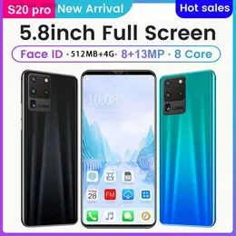 휴대 전화 S20 Pro 스마트 폰 5.8 인치 얼굴 잠금 해제 전화 512m+4G Android 스마트 폰 전체 화면 듀얼 SIM 카드 전화 Q240312