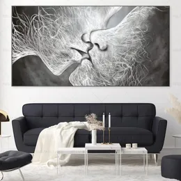 Preto e branco abstrato beijo cartazes e impressões pintura em tela quadros de arte parede para sala estar moderna decoração casa cuadros246x
