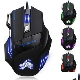 Ratos profissionais 5500 DPI Gaming Mouse 7 botões LED USB óptico com fio para computador Pro Gamer X3 Drop Delivery Computadores Networking K OTPQ9