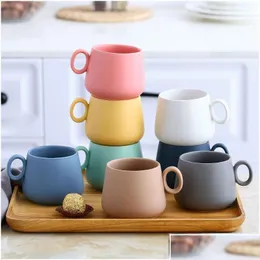 Mugs Aron Ceramic Mug Matte Northern European Coffee Milk Latte Cup Tumbler Cups Creative Big Belly Drinkware Household Gift 210409 D Dhmzn