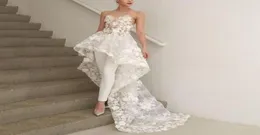 2019 plus size boho a line bohemian high low jumpsuits wedding dresses bridal gowns Abendkleider Vestido De Novia 3DFloral Appliq77680112