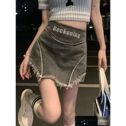 スカートY2Kデニムミニ女性Irregar Y Girls Vintage Summer Streetwear Korean Style Ins Hipsterハイウエストスポーティーファルダドロップ配信otfhs