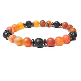 Beaded 8mm Natural Lava Agate Stone Strands Armband For Women Men Lover Handmade Charm Yoga Energy Jewelry Drop Delivery Dh249