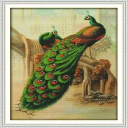 Beauty Peacock Couples Handmade Cross Stitch Craft Tools Brodery Nålarbetet räknade tryck på Canvas DMC 14CT 11CT Home2095