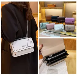 Nuova borsa da donna Texture Borsa a tracolla versatile Borsa a tracolla ad alto aspetto con rivetti a catena alla moda e minimalista