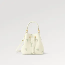 Explosion top Women's M24048 Neonoe BB bags colors early spring pastel colorway leather Blossoms printed cowhide bucket bag stud Latte Matcha central pocket closes