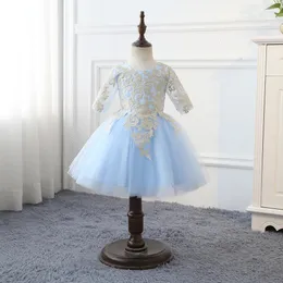 Çocuk Elbise Dantel 34 Kollu Performans Doğum Günü Göster Prenses Puffy Kısa Etek 240306