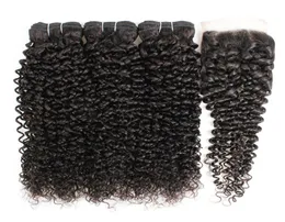 Kisshair 9A Human Hair Bundles With 44 Lace Closure Water Curly Body Virgin Hair Extensions Deep Loose Straight Jerry Kinky Remy 7908419