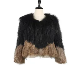 Women039s Vests Style Natural Raccoon Jacket Female Knitted Real Fur Coat W Hit Color Round Neck Warm Giacca Donna In Pelle Ver4660754