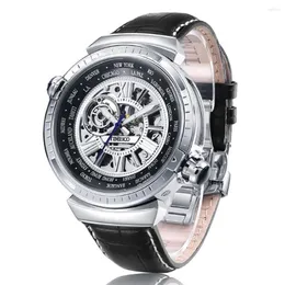 Armbanduhren TIME100 Hi World Mechanische Herrenuhren Weltzeitzone Uhr Herren Multifunktions-Business Waterproo204G