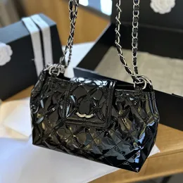 Patent Leather Hobo Underarm Bag Stylish Womens Shoulder Bag 24cm Leather Diamond Check Silver Hardware Metal Buckle Luxury Handbag Crossbody Bag Makeup Bags Purse