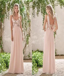 Modern Jasmine Cheap Bridesmaid Dresses Rose Gold Sequins On Top Chiffon Skirt Sleeveless A Line Sweetheart Junior Bridesmaid Dres5056864