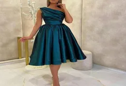 New Arrival One shoulder Short Evening dresses Woman Party Night Satin Cocktail jurken Cheap Cocktail Dress 2021 Prom Gowns5137152