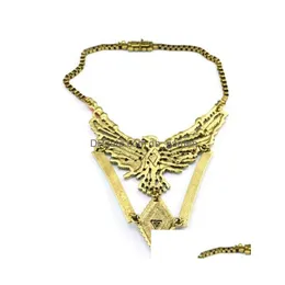 チョーカーColorf Beads Crystal Eagle Eagle Necklace New Vintage Style Bronze Alloy Rhinestone Drop Delivery Jewelry Necklaces Dhgarden Dhnsk