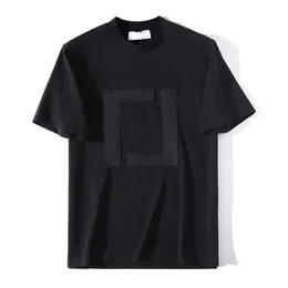 Designer de luxo Chaopai clássico high-end puro pescoço de tripulação de manga curta verão novos produtos, pesado bordado algodão penteado camiseta tendência da moda