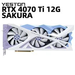 Yeston GeForce RTX4070TI 12GB GDDR6X Grafikkort 192bit 3 Fan PC Gamer Videokort Desktop Pure White Gaming GPU