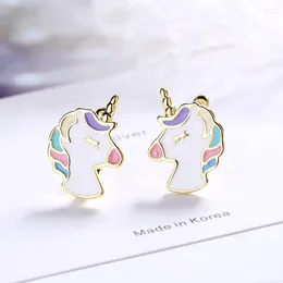 Stud Earrings Fashion Colorful Unicorn Charms For Women Girls Wedding Party Jewelry Pendientes Eh872