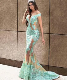 Green Appliques Evening Dresses Cap Sleeve V Neck Nude Tulle Women Formal Party Prom Gowns See Through Sexy Evening Gown5871725
