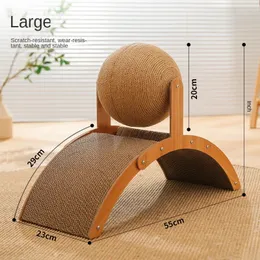 Cat Scratching Board Cat Toy Wood Cat Grasping Ball Slipning Claw Hand Wrapped Sword Hemp Rope Cat Climbing Frame Pet Supplies 240301