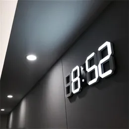 Modern Design 3D Large Wall Clock LED Digital USB Electronic Clocks On The Wall Luminous Alarm Table Clock Desktop Home Decor225V