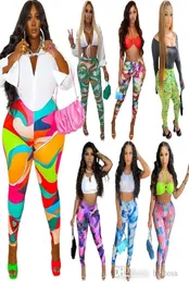 Womens Designer Clothing 2022 Elastic Sheer Yoga Pants Casual Leggings Tie Dye Slim Sports Trousers Print Jogging Pants9212432
