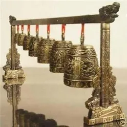 Hela billiga meditationsgong med 7 utsmyckade klockor med drake design kinesisk musikinstrument staty dekoration320c