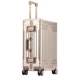 100% aluminium-Magnesium Bointing Rolling Bagage Business Cabin Case Spinner Travel Trolley Suitcase z kółkami Suitcases314L