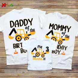 Family Matching Outfits Construction Birthday Party Shirt Personalized T Boy ANY AGE Name Im 3 Famili Look 240226