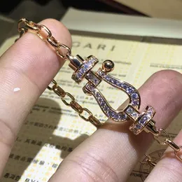 Tasarımcı Bilezik Fredjewelry Yeni Yüksek Sürüm Feijia v Altın At Nalı Tokası Tam Elmas Bilezik Moda Kaplamalı 18K Gül Altın Küçük Lüks El Sanatları Kadınlar İçin