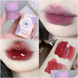 Lip Gloss Korean Cosmetics Pink Purple Chubby Bear Glaze Water Light Lipstick Pumpkin Veet Liquid Makeup Tool Drop Delivery Health Bea Otwxz