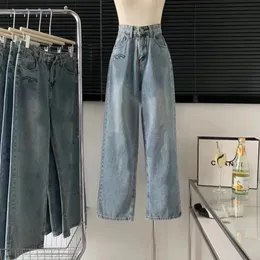 Dżinsowe designerskie spodnie nogi ścięte chude dżinsy capri list szczupły dżinsy marka haftowa druk haftu damskiego