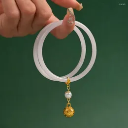 Bangle Trendy Jingle Bangles Natural Glass Transparent Bell Bracelet 58mm Fashion Double Gifts