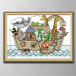 Noah's Ark 2 Handmade Cross Stitch Craft Tools Embroidery Needlework sets counted print on canvas DMC 14CT 11CT Home decor pa204T