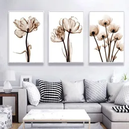 Pinturas estilo nórdico moderno flor transparente a4 pintura de lona arte impressão cartaz imagem casa decoração de parede simples decor298y