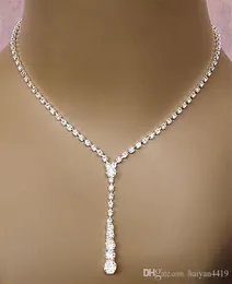 2022 BLING CRYSTAL BRIDAL SMYCKE SET Silverpläterad halsband Diamantörhängen Bröllopssmycken för brudbrudtärna kvinnor AC8955847
