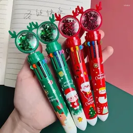 0.5mm Colorful Ink Ballpoint Pens Christmas Sequins 10 Colors Gel Kawaii Press Pen Kids Gifts Office Supplies Stationery