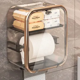 Toalettpappershållare Vävnadsväggmonterad telefonvattentät icke -perforerad badrumsförvaring 240301