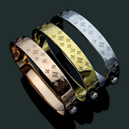 Gold Plated Women Designer Bangles Stainless Steel Luxury Letter Couple Bangles For Women Lady Gifts