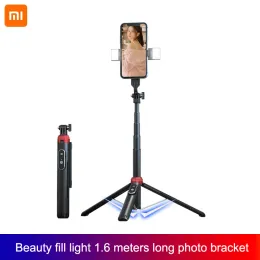 Tillbehör Xiaomi Mini Selfie Stick Wireless BluetoothCompatible Selfie Stick Foldbar Mini Stativ Shutter Remote Control Länge 1.6m