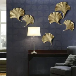 Resina Europeia Ginkgo Biloba Mural de Parede Mobiliário Doméstico Ornamentos Criativos Estéreo Fundo de Parede Pendurado Folha Artesanato Decoração 240327