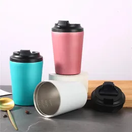 Vacuum Thermal Coffee Cup com tampa de aço inoxidável Tumbler portátil Carneca de carro portátil isolada para chá de leite de leite drinques de garrafa 240401