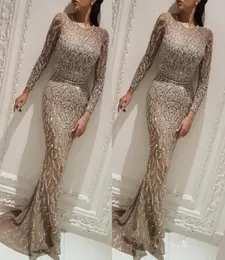 Yousef Aljasmi Mermaid Prom Dresses Jewel Neck Long Sleeves Beaded 정식 이브닝 가운 바닥 길이 아프리카 파티 가운 플러스 크기 3258173