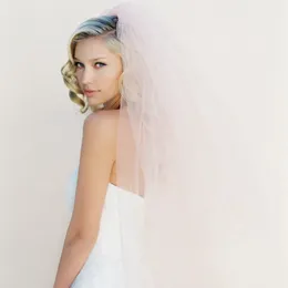 Blush Pink Viel 3 Lateers Wedding Veils Fingertip Bridal الحجاب مع أمشاط معدنية وهم Tulle 35 x55 × 75 Cust246M