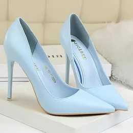 2023 Kvinnor 75 cm 105 cm höga klackar pumpar Lady Wedding Bridal Scarpins Stripper Low Plus Size Fetish Party Blue Pink Shoes 240301