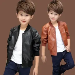 Brand Fashion Baby Girls Boys Leather Jackets Motorcycle Child Coat Children Outerwear Kids Outfits For Spring Autumn 2-14 Years 240329